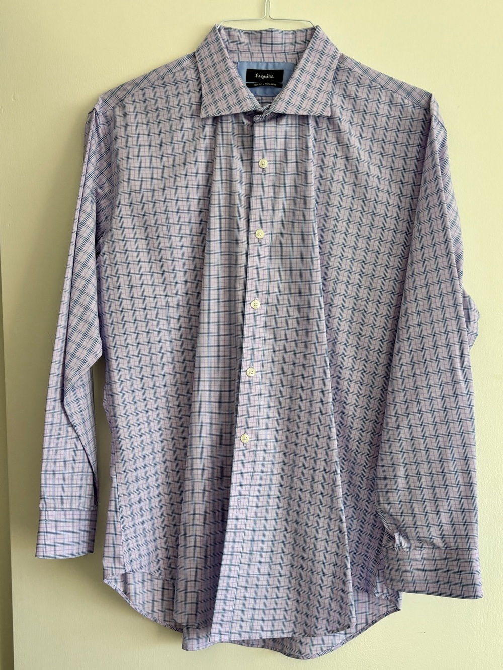 Esquire Classic Slim Fit Purple Plaid Dress Shirt 👔